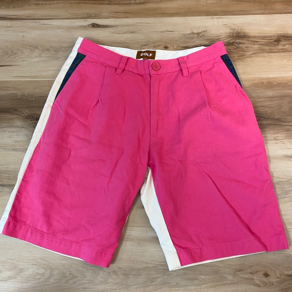 GOLF Wang Shorts Size 30 Colorblock Cotton Pleated Pink White Streetwear